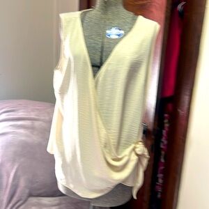 Beige wrap around sleeveless top